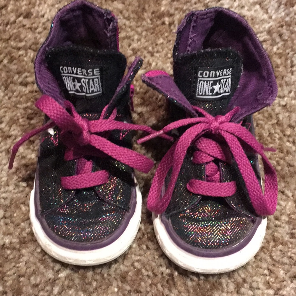 Purple high top sparkle Converse One Stars
